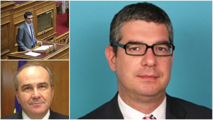 Χρίστος Δήμας (πάνω αριστερά), Νίκος Παπαθανάσης (κάτω αριστερά), Γιάννης Τσακίρης (δεξιά)