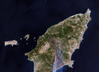 Φωτιά στη Ρόδο – η εικόνα της καταστροφής από δορυφόρο