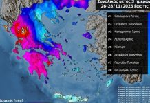 Εθνικό Αστεροσκοπείο Αθηνών: Πάνω από 200 χιλιοστά βροχής δέχτηκαν σε τρεις μέρες τα Τζουμέρκα – Πολύ μεγάλα ύψη βροχής και στην υπόλοιπη χώρα