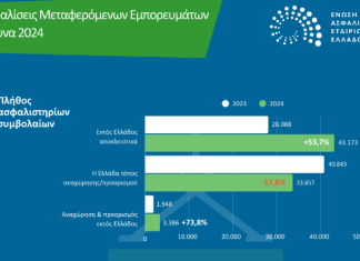 ΕΑΕΕ: Αύξηση 13,2% στο πλήθος των ασφαλίσεων μεταφερόμενων εμπορευμάτων έτους 2024, σε σχέση με το 2023