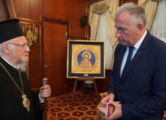 Συνάντηση Στ. Καλαφάτη με τον Οικουμενικό Πατριάρχη για τo Ερευνητικό Ινστιτούτο Ηθικής Θεολογίας και Φιλοσοφίας στην Επιστήμη και την Τεχνολογία